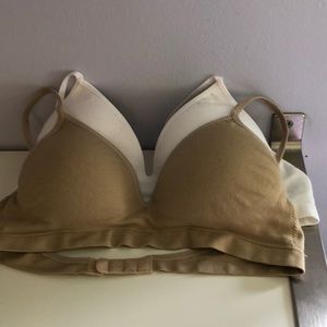 WHITE AND TAN TRAINING BRAS NEVER WORN PADDING